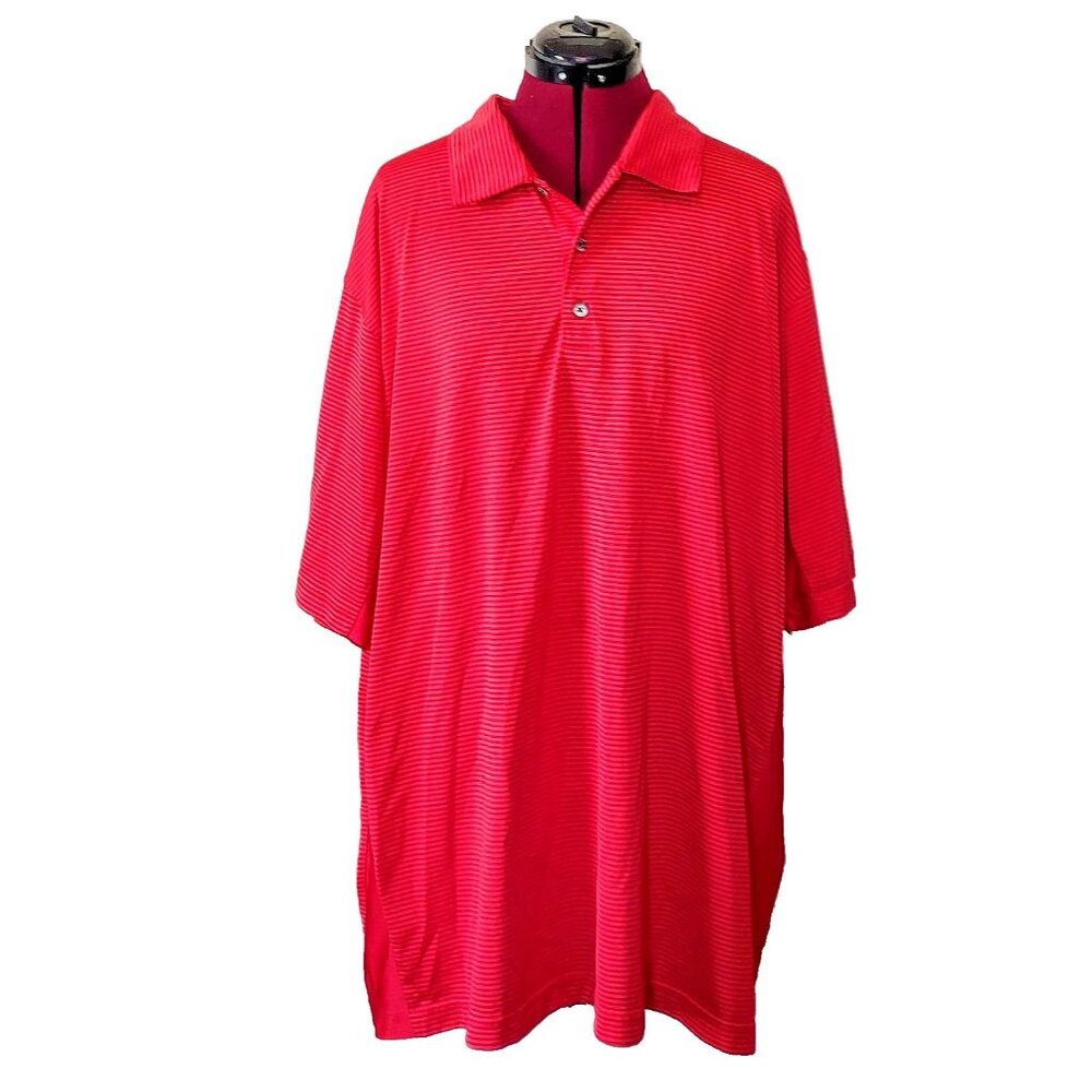 Antigua Men’s Golf Polo Shirt Size XXL Red Striped Desert Dry Performance